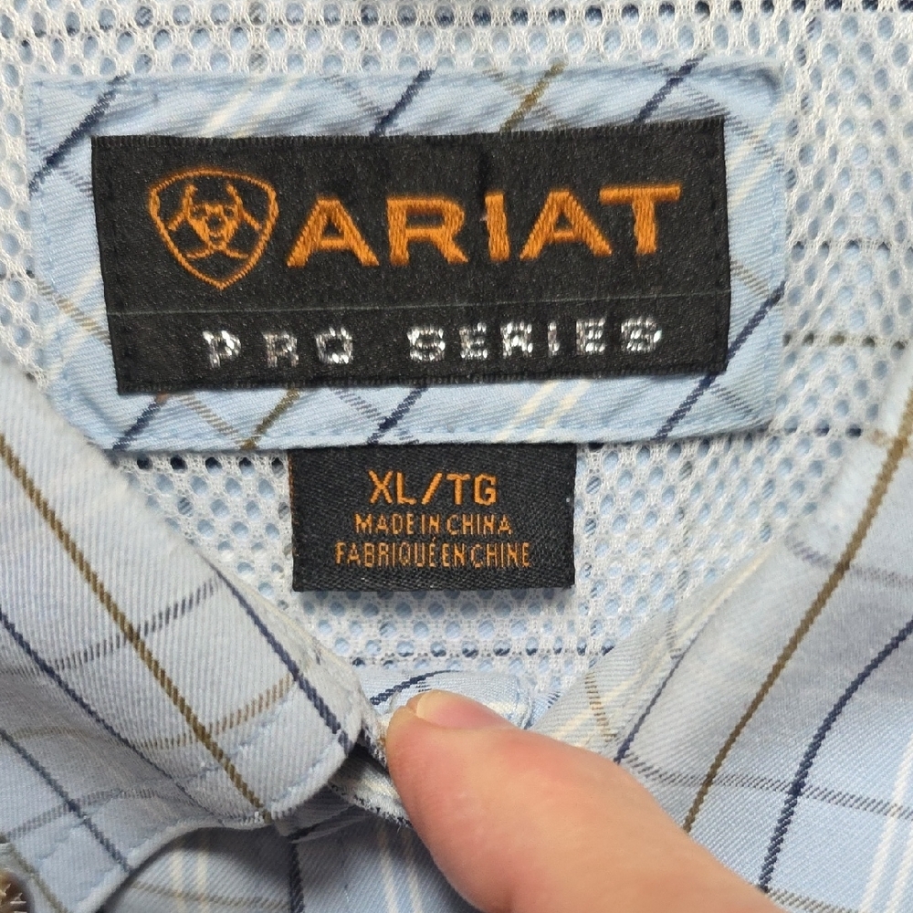 Ariat Light Blue Checkered Button Down Shirt - Picture 5 of 9